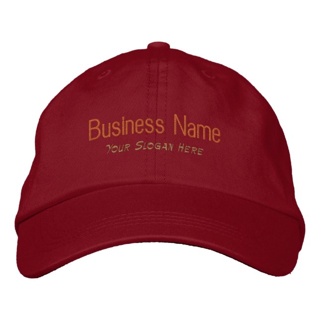 Custom Business Name Text Red Colour Hats  (Front)