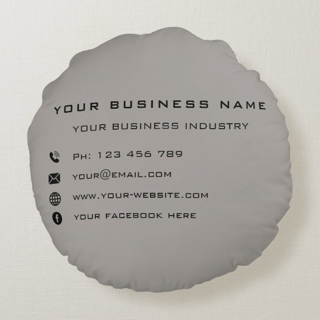 Custom Business Name Text Round Pillow Template (Back)