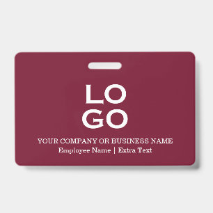 Custom Business or Company Logo & Title Burgundy ID Badge