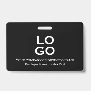 Custom Business or Company Logo & Title on Black ID Badge