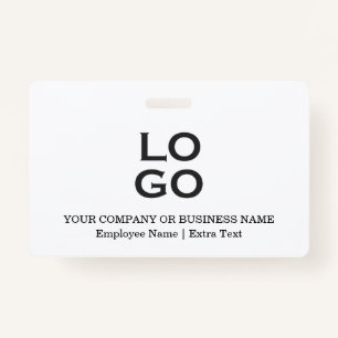 Custom Business or Company Logo & Title on White ID Badge