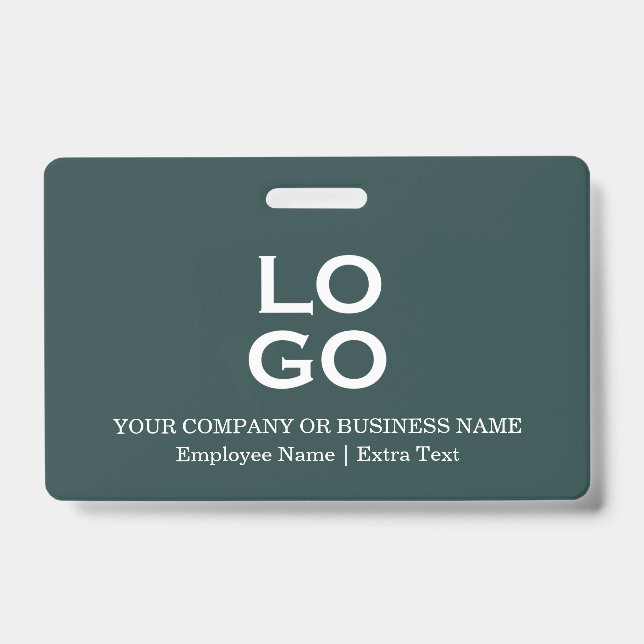 Custom Business or Company Logo & Title Pine Green ID Badge (Front)