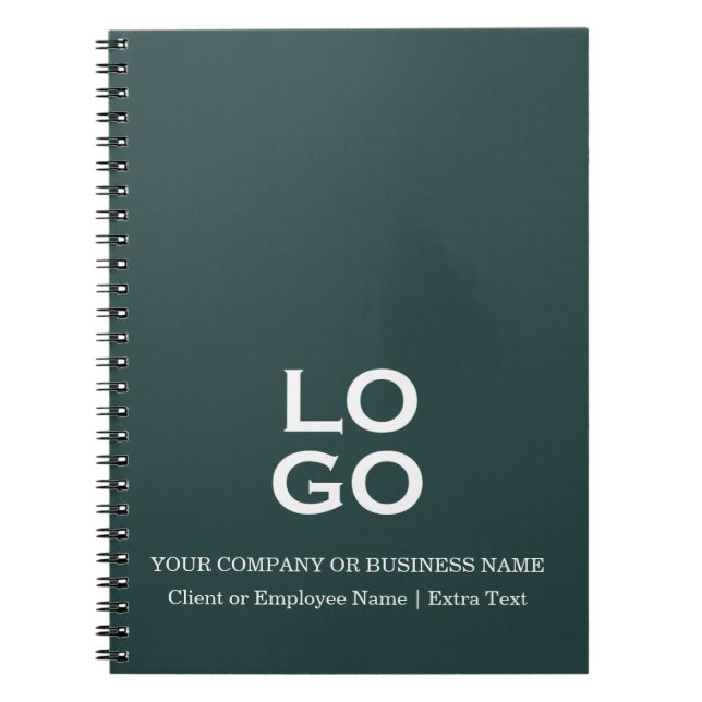 Custom Business or Company Logo & Title Pine Green Notebook (Front)