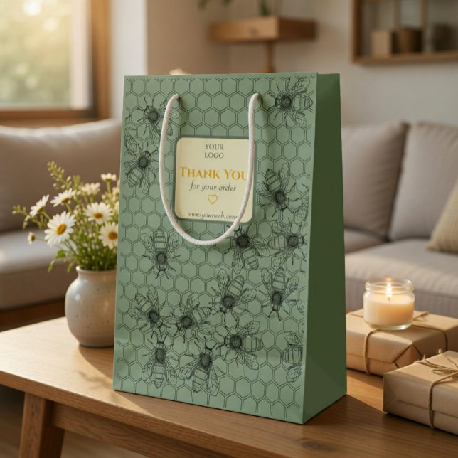 Custom Business Paper Gift Bag with Honey Bees (Creator Uploaded)