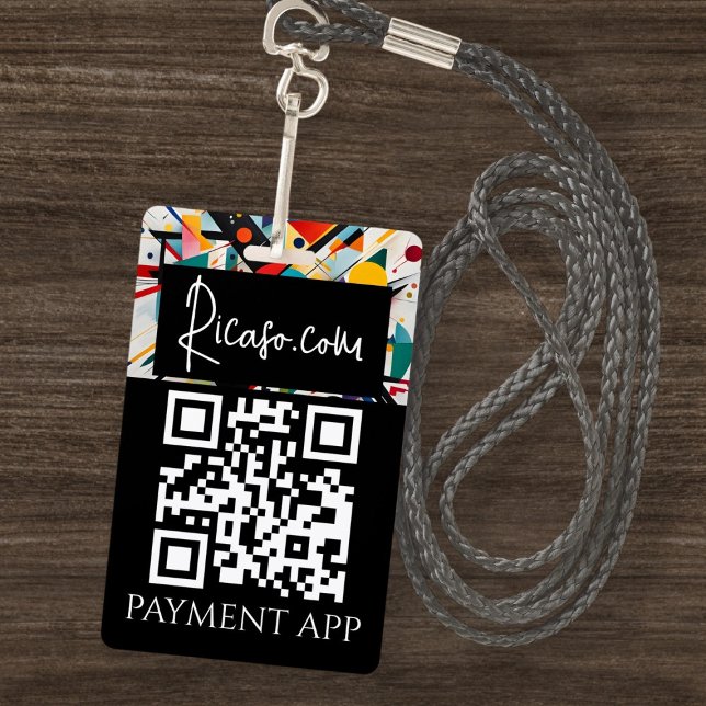 Custom Business Personalised Payment QR codes ID Badge (Custom Business Personalized Payment QR codes Badge by Ricaso. Add your own QR code and text)