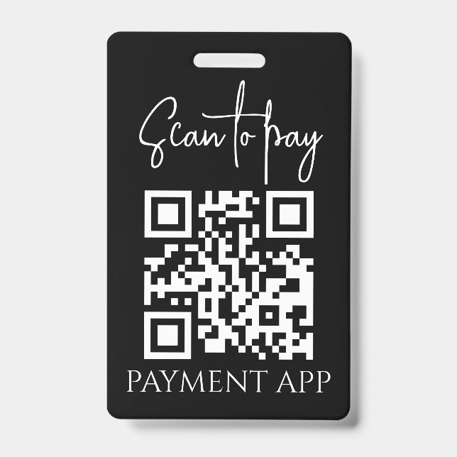 Custom Business Personalised Payment QR codes ID Badge (Front)