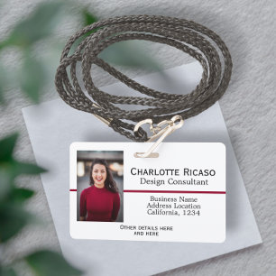 Custom Business Personalised Red White Black ID Badge