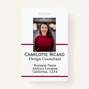Custom Business Personalised Red White Black ID Badge