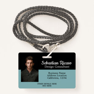 Custom Business Personalised Teal Black ID Badge