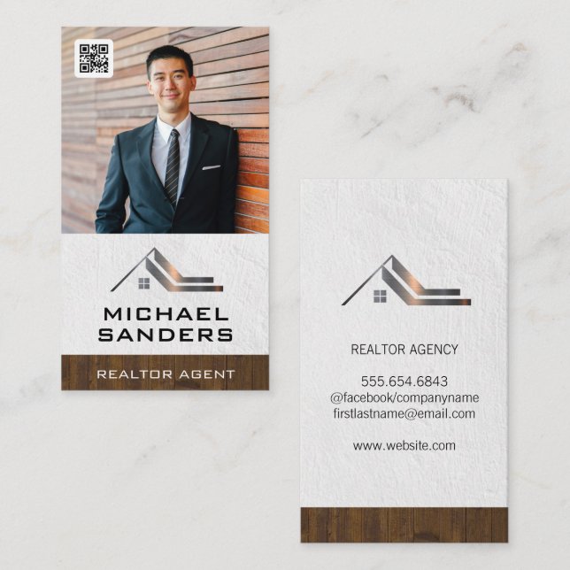 Custom Business Photo | QR Code Template Business Card (Front/Back)