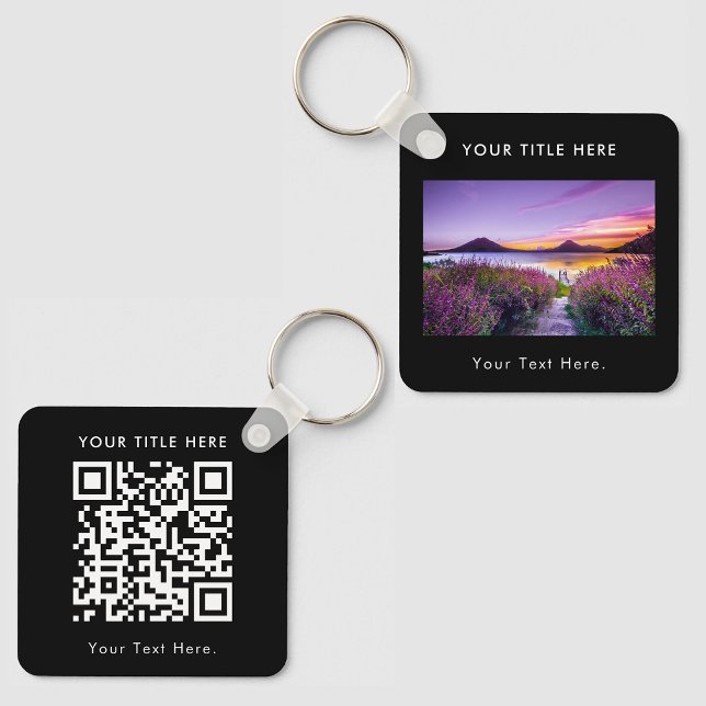 Custom Business Photo QR Code & Text Double Sided Key Ring (Custom Business Photo QR Code & Text Double Sided Keychain)