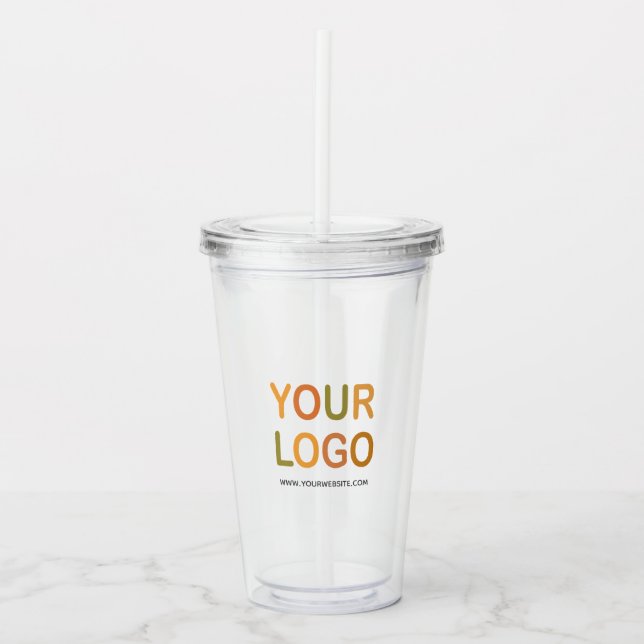 Custom Business Promo Logo Template Acrylic Tumble Tumbler (Front)