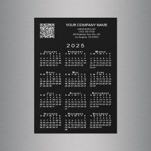 Custom Business QR Code 2025 Calendar Black Magnet