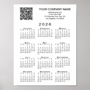 Custom Business QR Code 2026 Calendar Poster