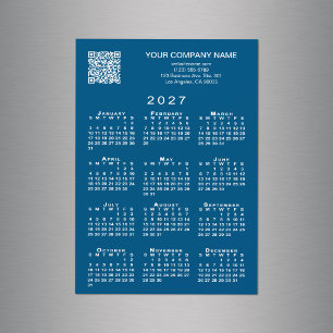 Custom Business QR Code 2027 Calendar Blue Magnet
