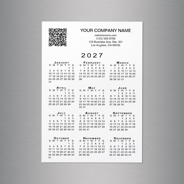 Custom Business QR Code 2027 Calendar Magnet (Custom Business QR Code 2027 Calendar Magnet in situ)