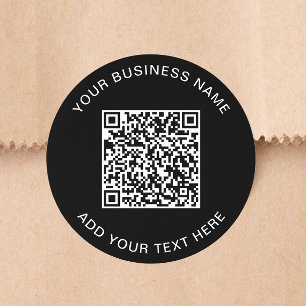 Custom Business QR Code Black Stickers Roll