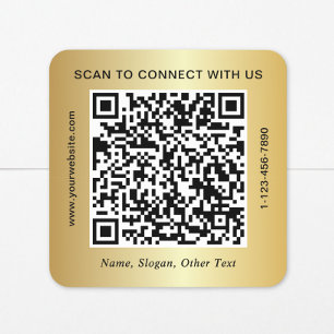Custom Business QR Code Gold Stickers Roll