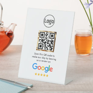 Custom Business QR Code Google Review Pedestal Si Pedestal Sign
