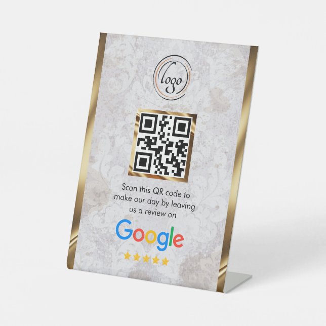 Custom Business QR Code Google Review  Pedestal Sign (Front)
