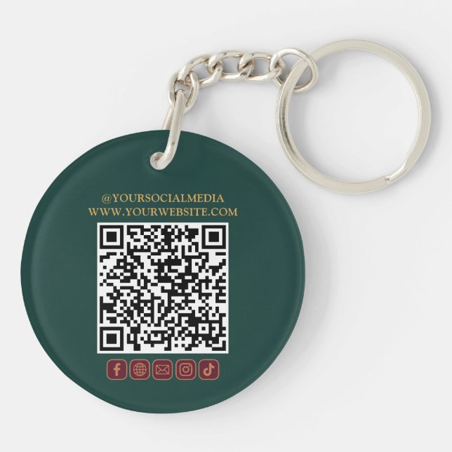 Custom Business QR Code logo Branding  Key Ring (Back)