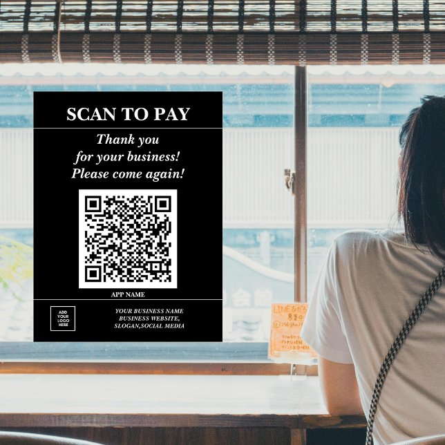 Custom Business QR Code Mobile Pay Here Logo Black (Creator Uploaded)