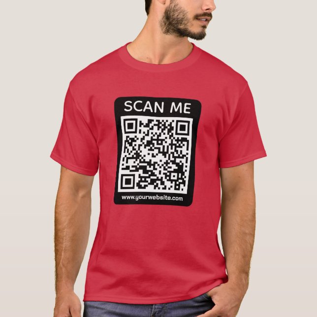 Custom Business QR Code Scan Me  T-Shirt (Front)