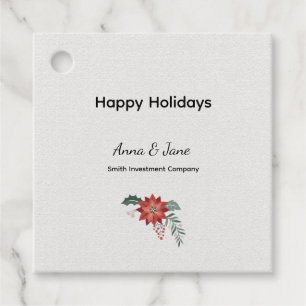 Custom Business Red Holiday Flower Bough Holiday  Favour Tags