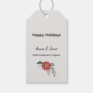 Custom Business Red Holiday Flower Bough Holiday Gift Tags