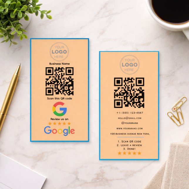 Custom Business Review QR Code Logo Card (Minimalist QR Code Professional Design Business Card)