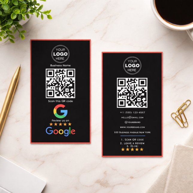 Custom Business Review QR Code Logo Card (Minimalist QR Code Professional Design Business Card)