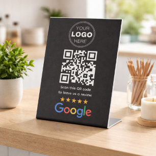 Custom Business Review QR Code Logo Pedestal Sign