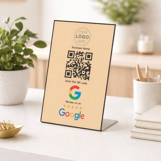 Custom Business Review QR Code Logo Pedestal Sign (Minimalist QR Code Professional Design Pedestal Sign)