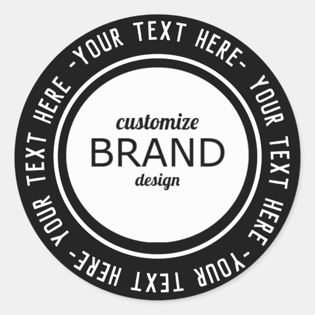 Custom Business Round Logo Stickers Black & White (Front)