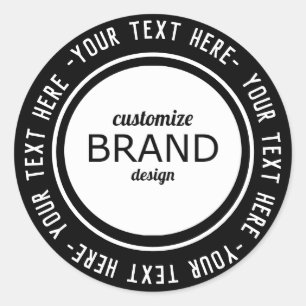 Custom Business Round Logo Stickers Black & White