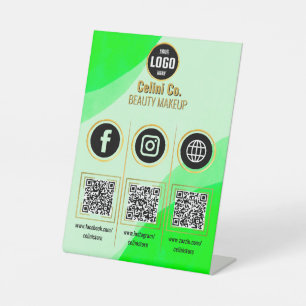 Custom Business Social Media QR Code Sign - Green 