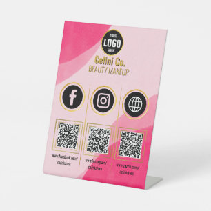 Custom Business Social Media QR Code Sign - Red