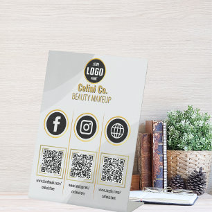 Custom Business Social Media QR Code Sign - Red