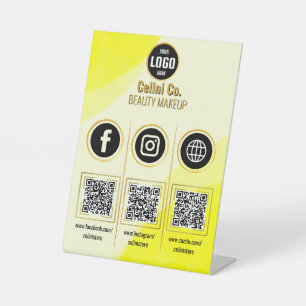 Custom Business Social Media QR Code Sign - Yellow