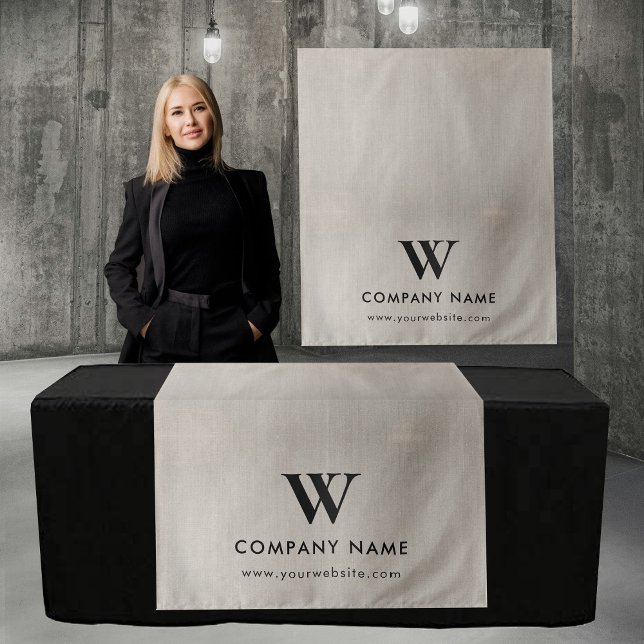 Custom Business Table Runner Banner Beige Linen Tapestry (Custom Business Table Runner Banner Beige Linen Tapestry)