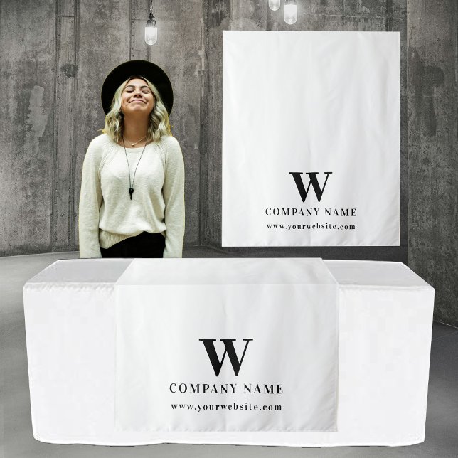 Custom Business Table Runner Banner Elegant White Tapestry (Custom Business Table Runner Banner Elegant White Tapestry)