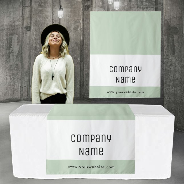 Custom Business Table Runner Banner Sage Green Tapestry (Custom Business Table Runner Banner Sage Green Tapestry)