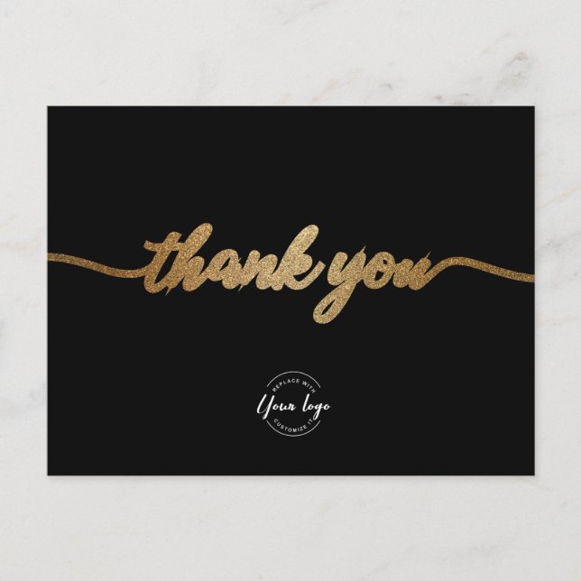 Custom Business template Elegant script Black gold Postcard (Front)
