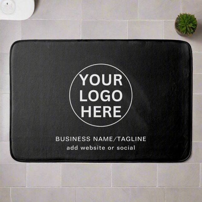Custom Business Text & Logo l Black & White Promo  Bath Mat (Creator Uploaded)