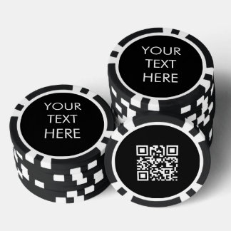 Custom Business Text Promotional QR Code Black Poker Chips