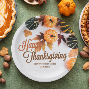 Custom Business Thanksgiving Beautiful Fall Dinner Paper Plate