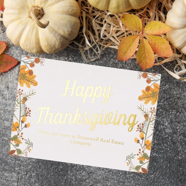 Custom Business Thanksgiving Chic Fall Leaves Gold (Creator Uploaded)