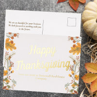 Custom Business Thanksgiving Chic Fall Leaves Gold