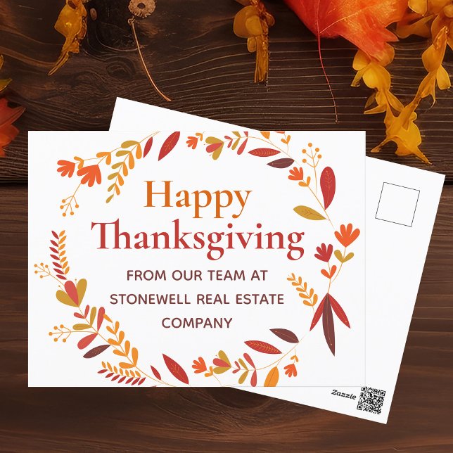 Custom Business Thanksgiving Professional Holiday Postcard (Creator Uploaded)