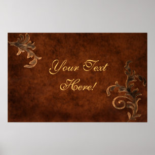 Custom Business Title Bronze Scroll Leaf Print